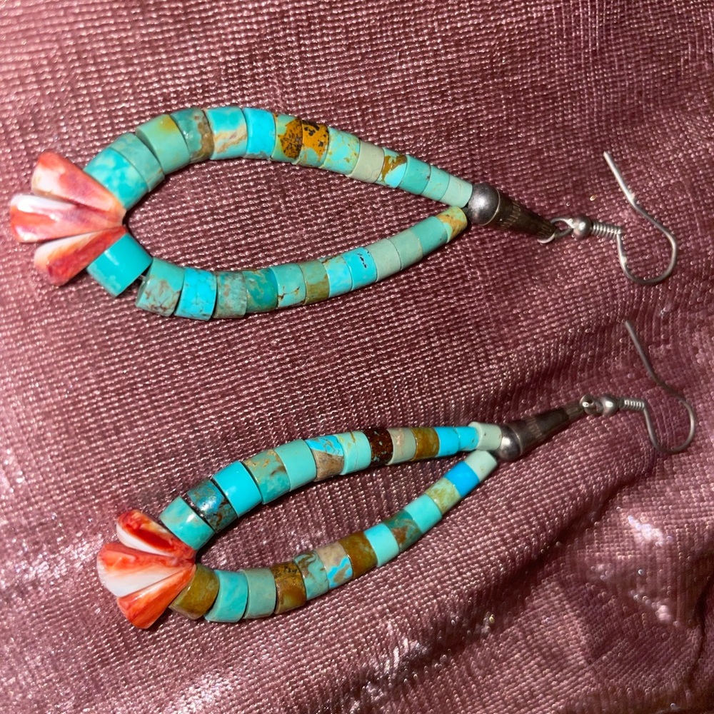 Real Turquoise Beaded Earrings